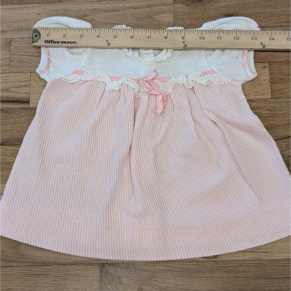 Vintage Carters Baby Dress & Bloomers Infant Size 18 MO 23- 26 Lbs Pink Stripes